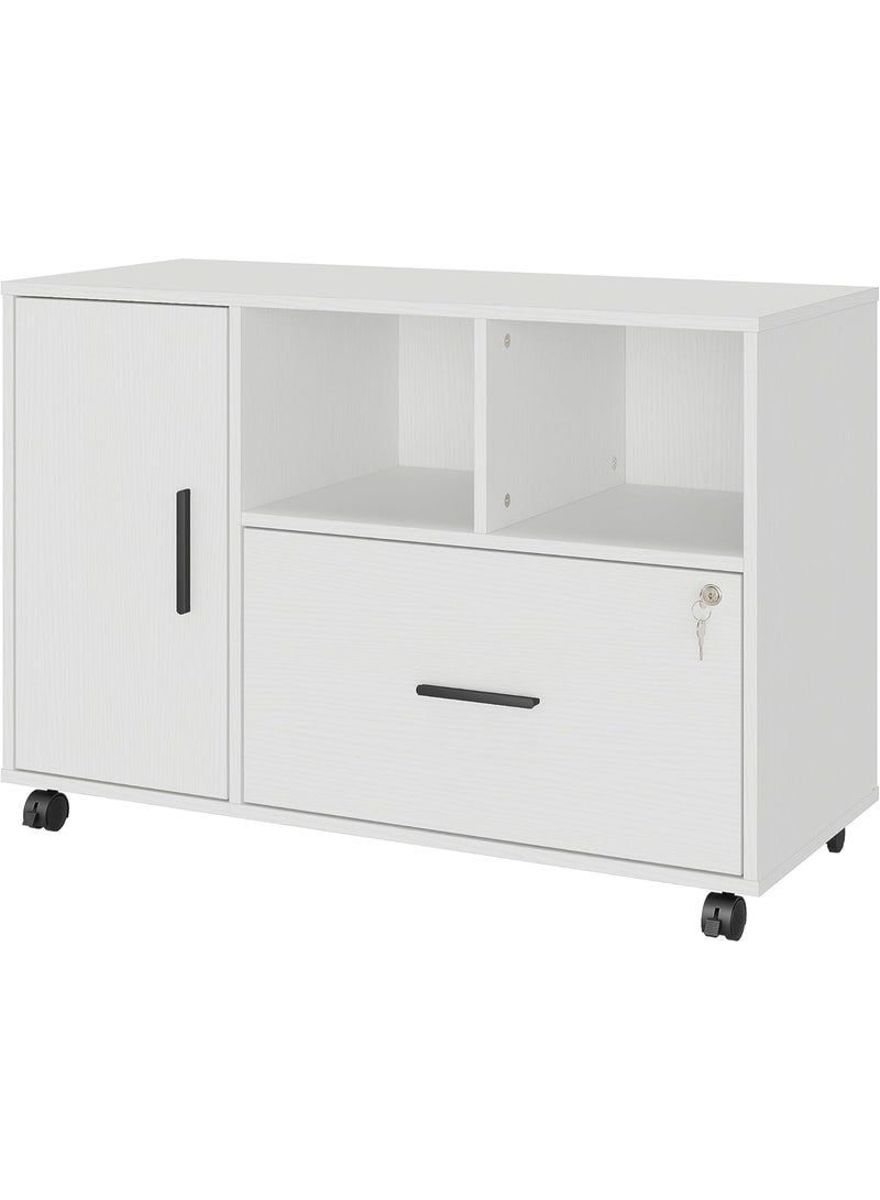 Panana Office File Cabinet with Lock (White) - Image 1